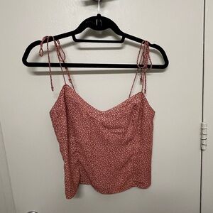 Abercrombie & Fitch Red and White Floral Tie Strap Camisole